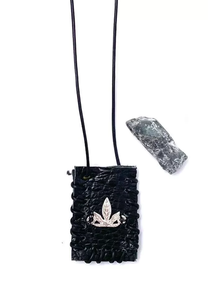 Limonay Paris Sautoir Arizona Cuir Noir Cannabis Cheap