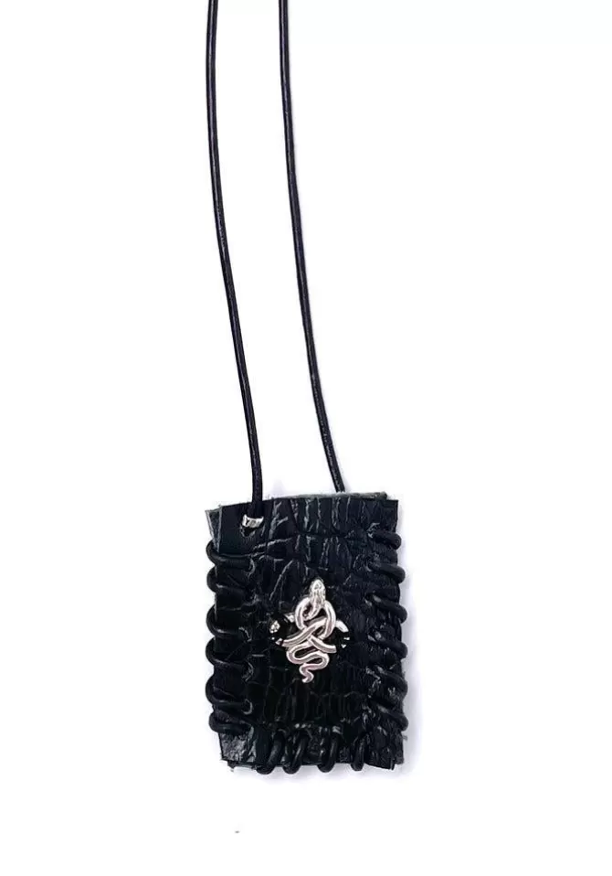 Limonay Paris Sautoir Arizona En Cuir Noir Serpent New