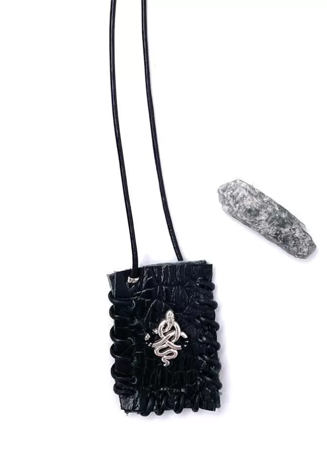 Limonay Paris Sautoir Arizona En Cuir Noir Serpent New