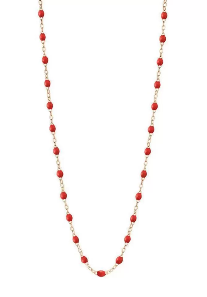 Gigi Clozeau Sautoir Classique Gigi Or Rose Et Résines Coquelicot 60cm Fashion