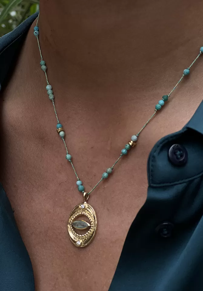 Hanka Ïn Sautoir Isis Turquoise Et Quartz Hot