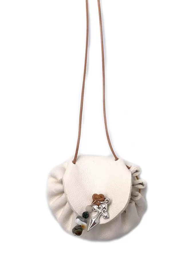 Limonay Paris Sautoir Romy Cuir Blanc Croix Hot