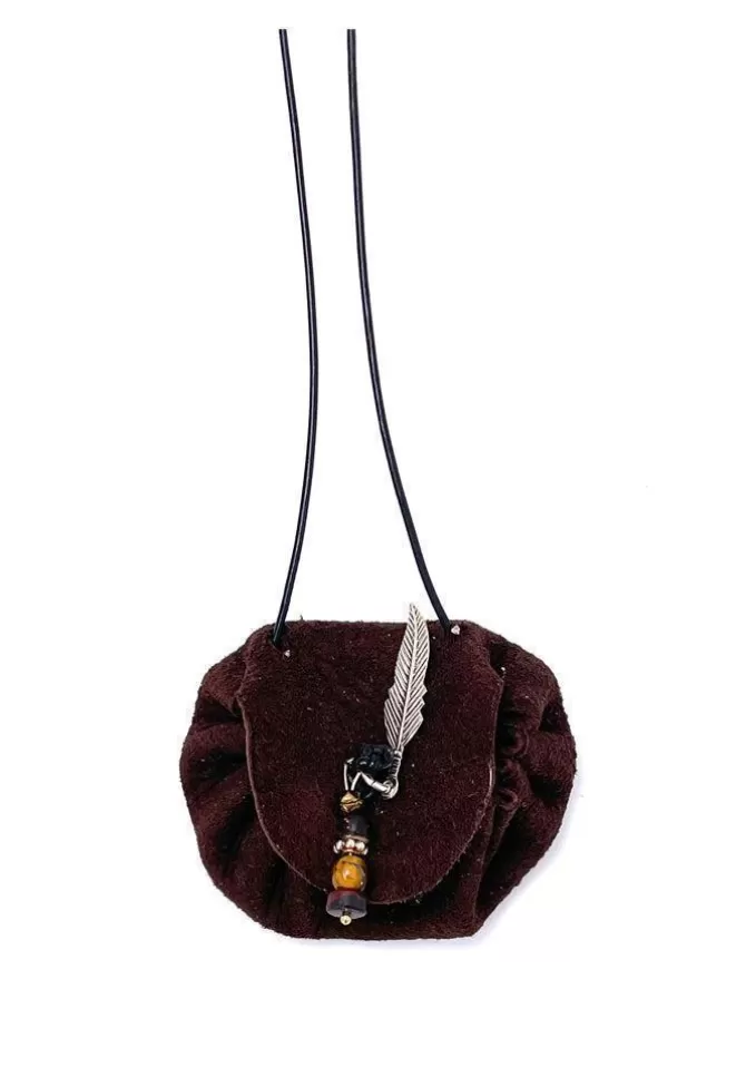 Limonay Paris Sautoir Romy En Daim Marron Plume Discount