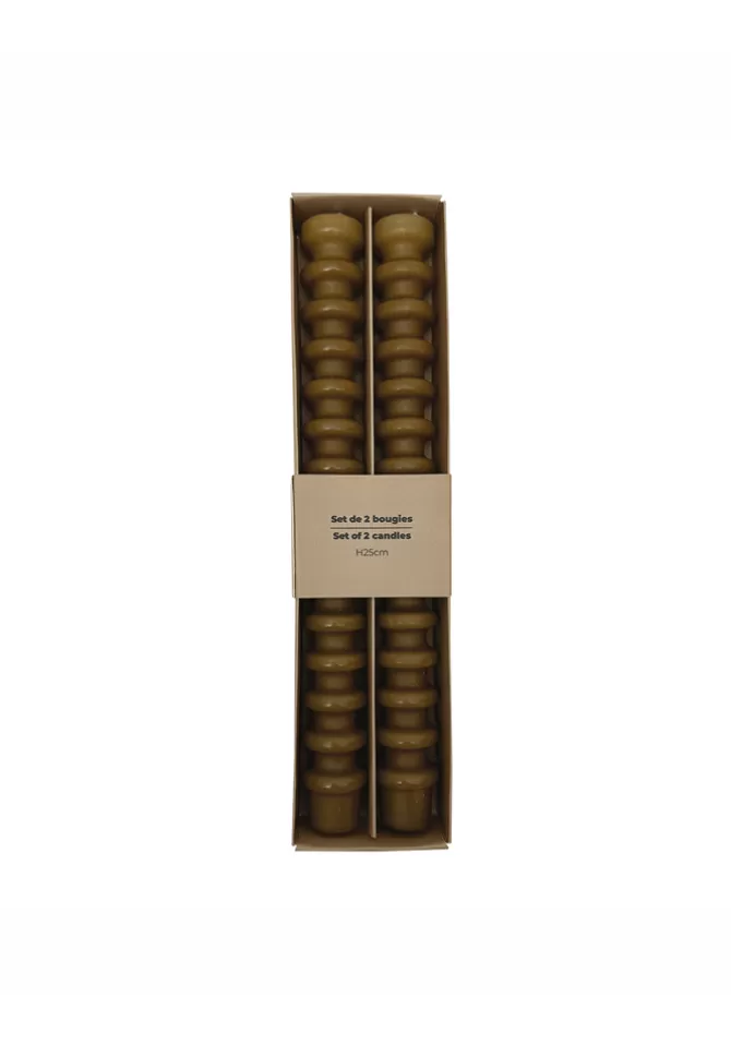 Blush Sélection Décoration Set De 2 Bougies Anneaux Kaki Fashion