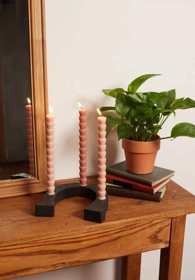 Blush Sélection Décoration Set De 4 Bougies Cierges Taper Rose Et Blush Online