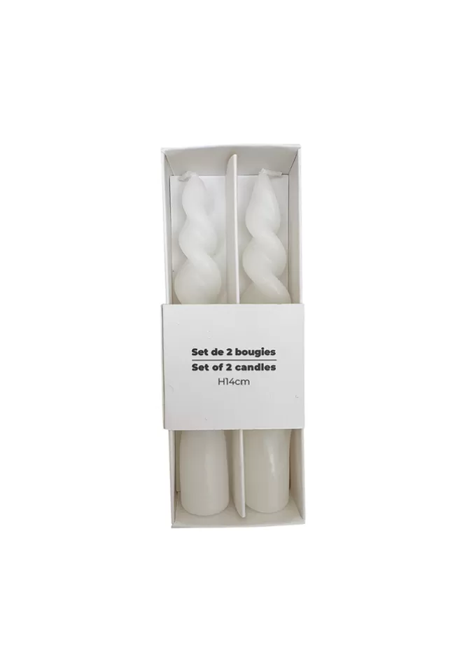Blush Sélection Décoration Set De 2 Bougies Courtes Torsadées Blanches Best Sale