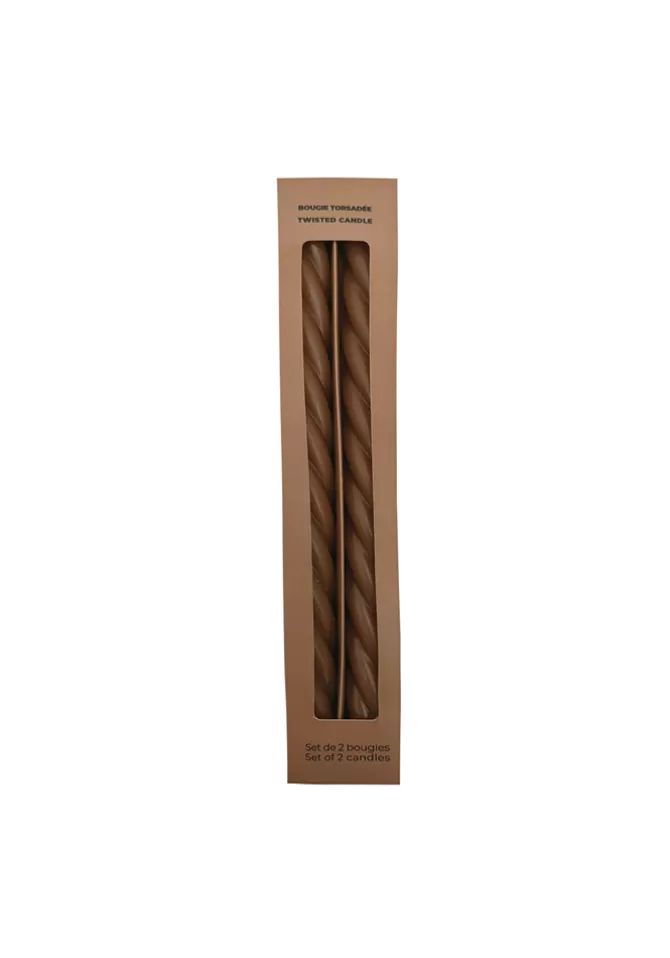 Blush Sélection Décoration Set De 2 Bougies Longues Torsadées Marrons Discount