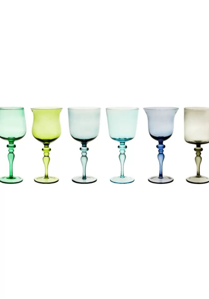 Bitossi Ceramiche Set De 6 Verres A Vin Bleu et Vert Outlet