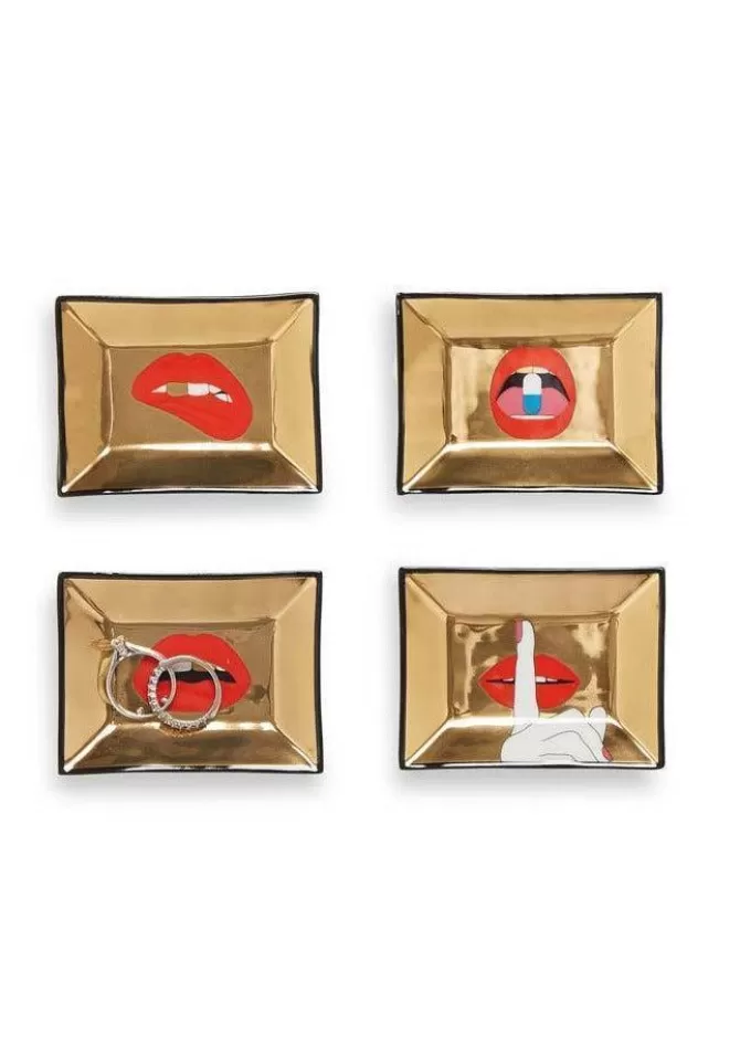 Jonathan Adler Set De Quatre Vides Poches "Bouche" Gold Sale