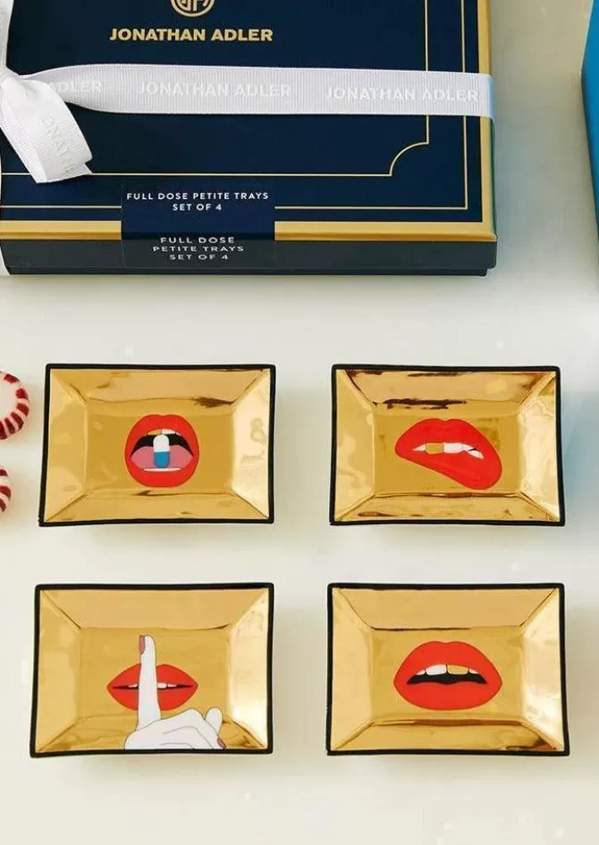 Jonathan Adler Set De Quatre Vides Poches "Bouche" Gold Sale
