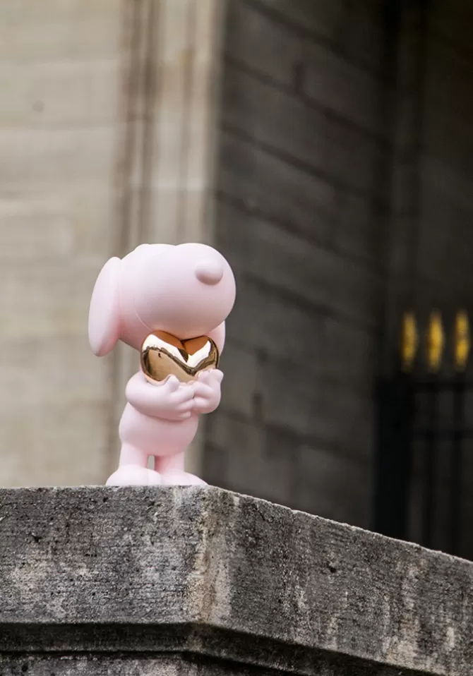 Leblon Delienne Snoopy Coeur Rose Mat Et Coeur Chromé Rose Gold Fashion