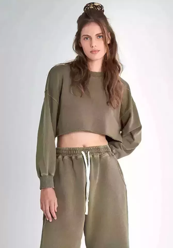 Sweet Pants Sweat Urban Crop Kaki Sale