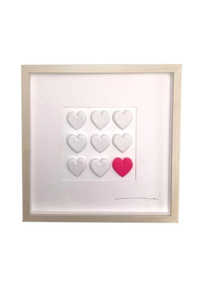 Marie Jeanselme Tableau Cœurs Blancs Et Rose Fluo Fashion