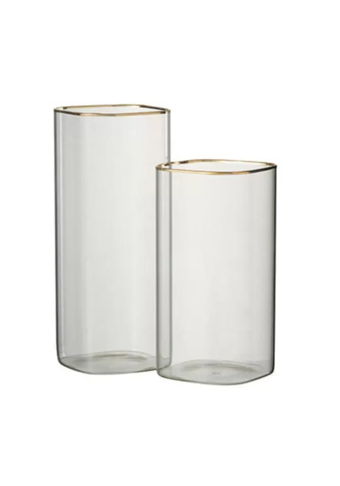 Blush Sélection Décoration Vase "Tula" En Verre Transparent Petit Modèle Argent New